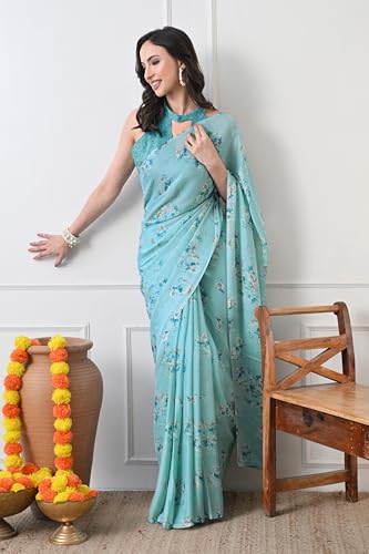 Image of MIRCHI FASHION Women Saree Chiffon Floral Printed | Breathable Lightweight Sari for Regular Home and Office Wear with Blouse Piece