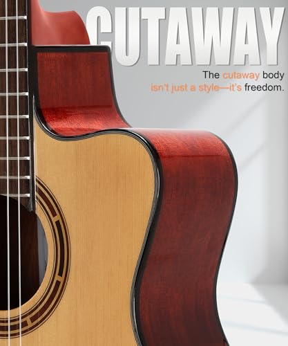 Image of AKLOT 39 inch Cutaway Classical Guitar: Spruce Top with Mahogany Back & Sides, Nylon Strings with Wound Bass Strings, Full Size Acoustic Classical Guitar Set with Bag, Tuner, Capo, Strings & Picks(BZ-SG)