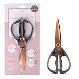 Rachel Zoe All Purpose Scissors, Scissors for Office, School or Art, Stainless Steel Sharp Shears with Large Handles, Dishwasher Safe (Green/Copper)