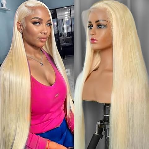 Deloni 613 Lace Front Wig Human Hair 13x4 Straight 613 HD Lace Frontal Wig Human Hair Pre Plucked Bleached Knots for Women(26Inch, Blonde) Cover