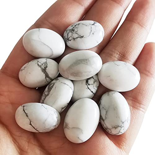 Lovionus89 18x13mm Oval Cabochons Flatback Crystal Stone Gemstones Beads for Jewelry Making DIY Pack of 10, White Howlite Turquoise - Image 3