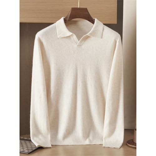 Men 100 Percent Cashmere Sweater Lapel Pullover Casual Winter Simple Knitted Soft Clothing Top3