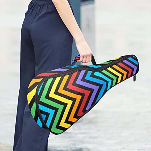 Housse pour ukulélé soprano à motif zigzag coloré avec sangles - 6