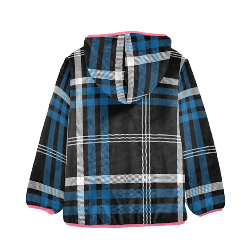 GuoChe Blue Black Plaid Scotland Christmas Toddler Girl Sherpa Jacket2