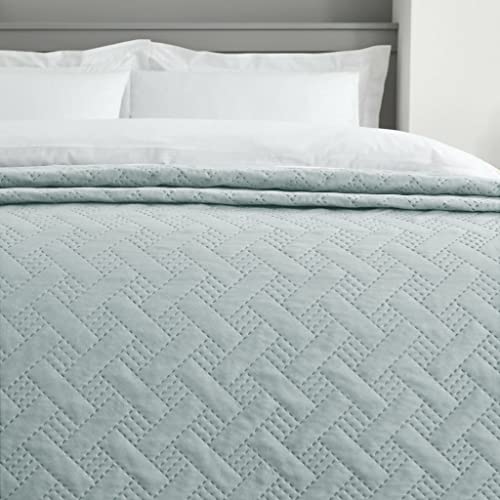 MERCURY TEXTIL- Colcha Bouti Rombos Lisa o Estampada, Colcha Cubre Cama 100% Poliéster. Fina, Extra Suave y Ligera. Ideal para Primavera y Verano. (Cama 90-180x260cm, Verde Grisáceo)