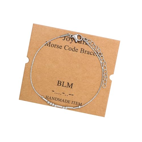 Image of JoycuFF Inspirational Morse Code Bracelets for Women Silver Beads Jewelry Encouragement Mantra Gifts for Her