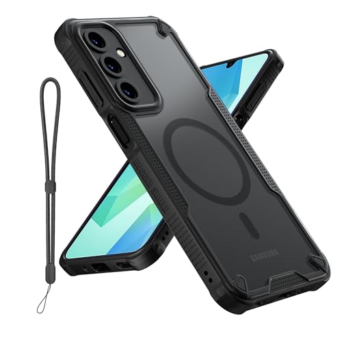 Teayoha for Samsung Galaxy A26 Case, Translucent Matte Back Compatible with Magsafe Magnetic Slim Shockproof Protective Case with Lanyard Strap for Samsung A26 5G Phone Cover 6.7-inch, Black