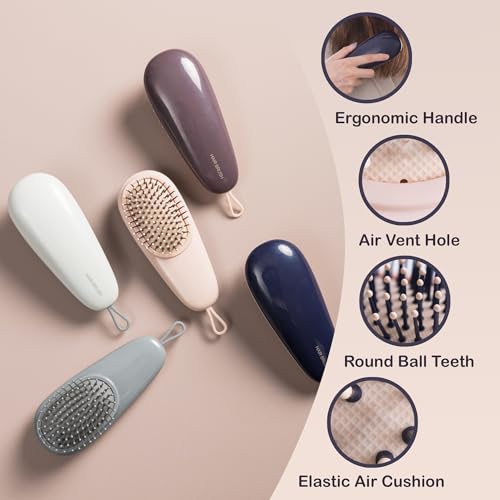 Image of HOOPOES Mini Hair Brush for Men, Women & Kids - Detangling Hair Brush - Ultra-Soft IntelliFlex Bristles Brush for Natural, Curly, Straight, Wet or Dry Hair (Medium)