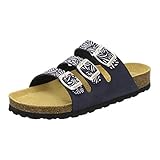  AFS-Schuhe 2133, sportliche Damen Pantoletten aus Leder, praktische Arbeitsschuhe, Bequeme Hausschuhe, Made in Germany (40 EU, Blau/Navy)