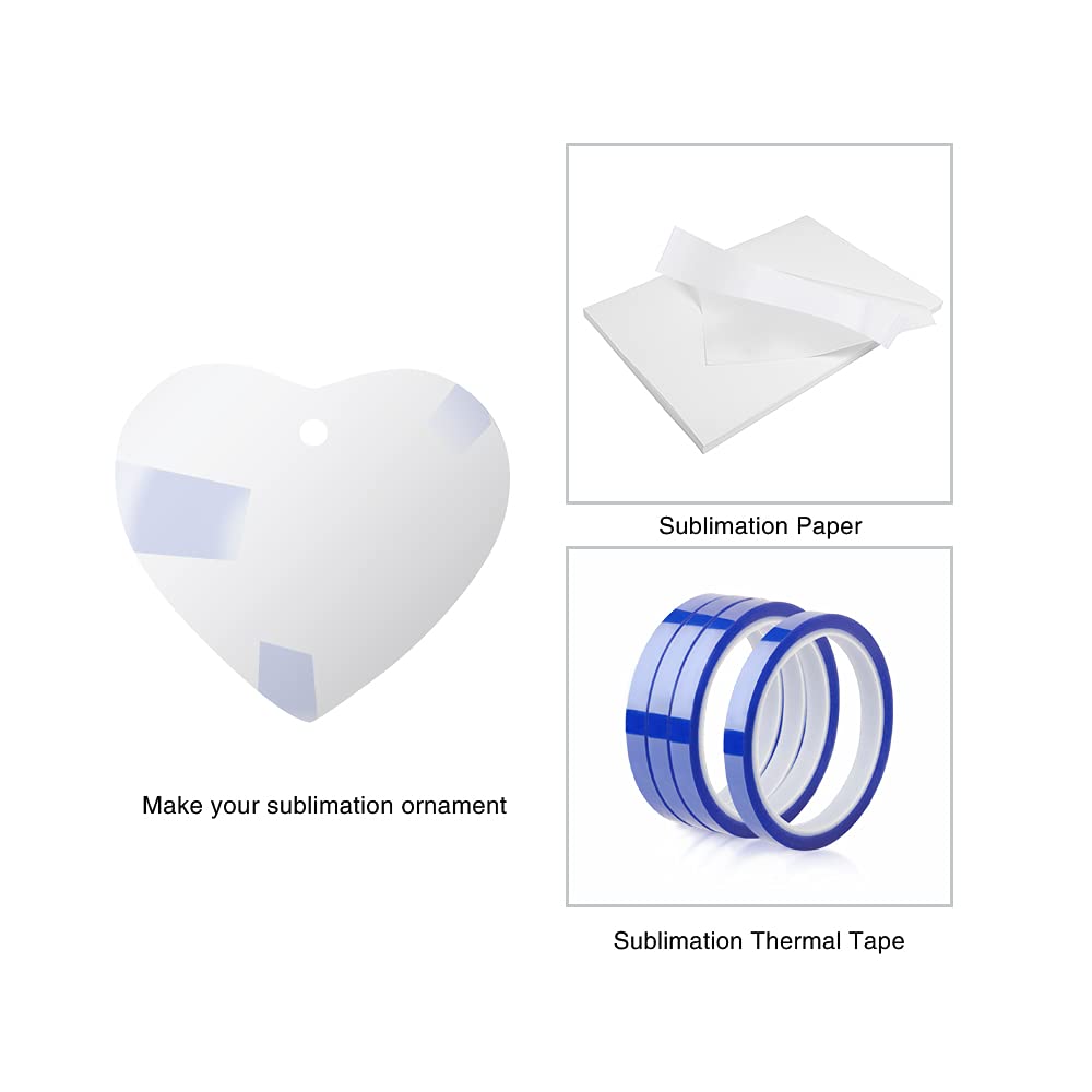 PYD Life 25 PCS sublimación blanco ornamento de cerámica 3 pulgadas en forma de corazón ornamento con cadena de oro para Navidad decoración personalizada del hogar a granel