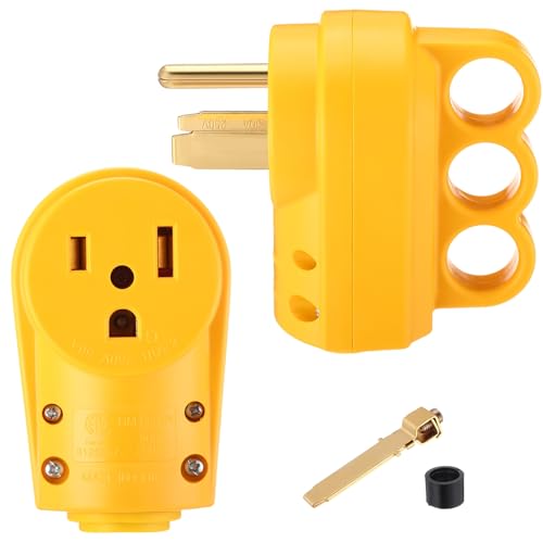 Tellegloww 2 Pcs 50amp Female Welder 6-50p Plug & 6-50r Receptacle RV Electrical Campers 3 Prong 125/250V Universal Plug and Receptacle with Easy Unplug Design ETL Listed