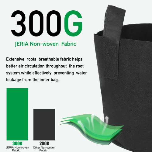 Jeria 12-Pack 10 Gallon, Vegetable/Flower/Plant Grow Bags, Aeration Fabric Pots With Handles (Black), Come With 12 Pcs Plant Labels #TOP3