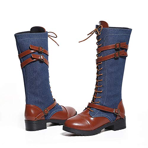 Cinnamou Zapatos Botas de Vaquero Mujer la Rodilla Bandage Zapatos