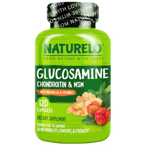 NATURELO Glucosamine Chondroitin MSM with Boswellia and Vitamin C - Joint Support Supplement - 120 Capsules