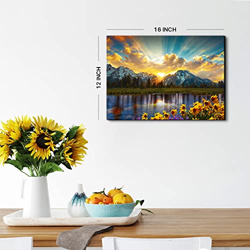Arebolo Nature Mountain Wall Art For Living Room, Sunflower Landscape Picture Wall Decor Usa National Park Canvas Prints 12X16" thumb #4