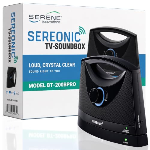 Image of SEREONIC Portable Wireless TV Speakers for Smart TV - Ideal for TV Watching Without The Blaring Volume - Wireless Speakers for TV Designed for Hard of Hearing, Elderly, and Seniors - 100ft Range