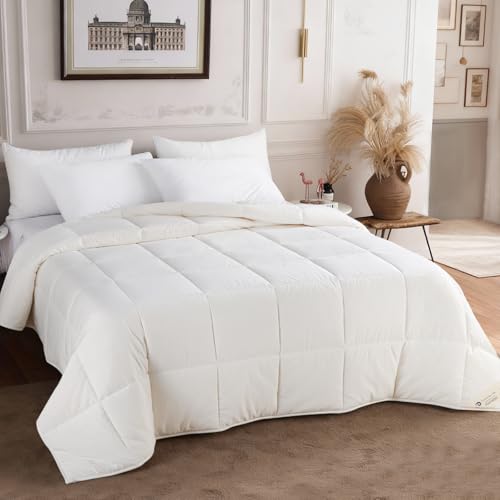 Wool Comforter Queen Size Duvet Insert All Season, Ultra-Soft Wool Duvet, Breathable Washable...