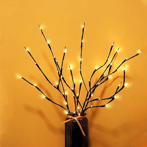 MENCH 3 Pcs Twig Lights Portable Battery Holder & Batteries Included Lighted Branches for Vase USB Plug-in Prelit Twigs 60 Warm White LED Indoor Decor Lights