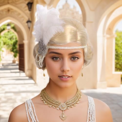 Amazon.com: H&Bwig 20s Blonde Wigs Short Finger Wave Flapper Wig for ...