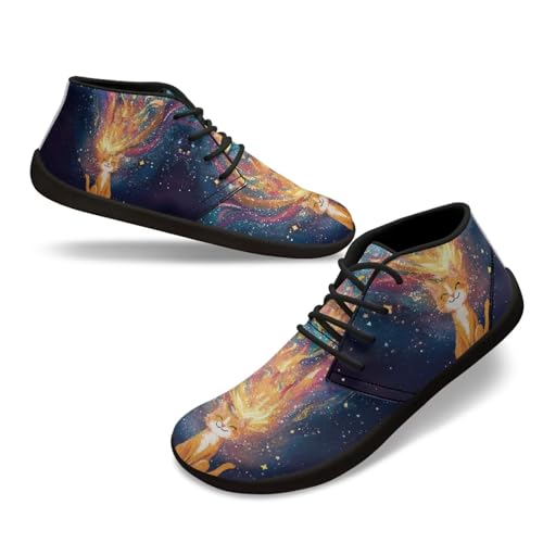 Chririnla Stars Cat Women's Barefoot Shoes Non Slip Athletic Sneakers Slip Resistant Men's Road Running Hiking Sneaker Minimalist Shoe Comfortable Round Toe Boots
