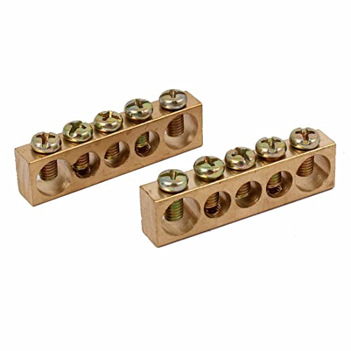 Tool parts 5 Positions Electric Wire Screw Terminal Ground Copper Neutral Bar 2pcs