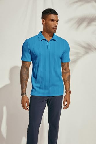 Image of PJ PAUL JONES Mens Polo Shirts Short Sleeve Textured Knit Polos