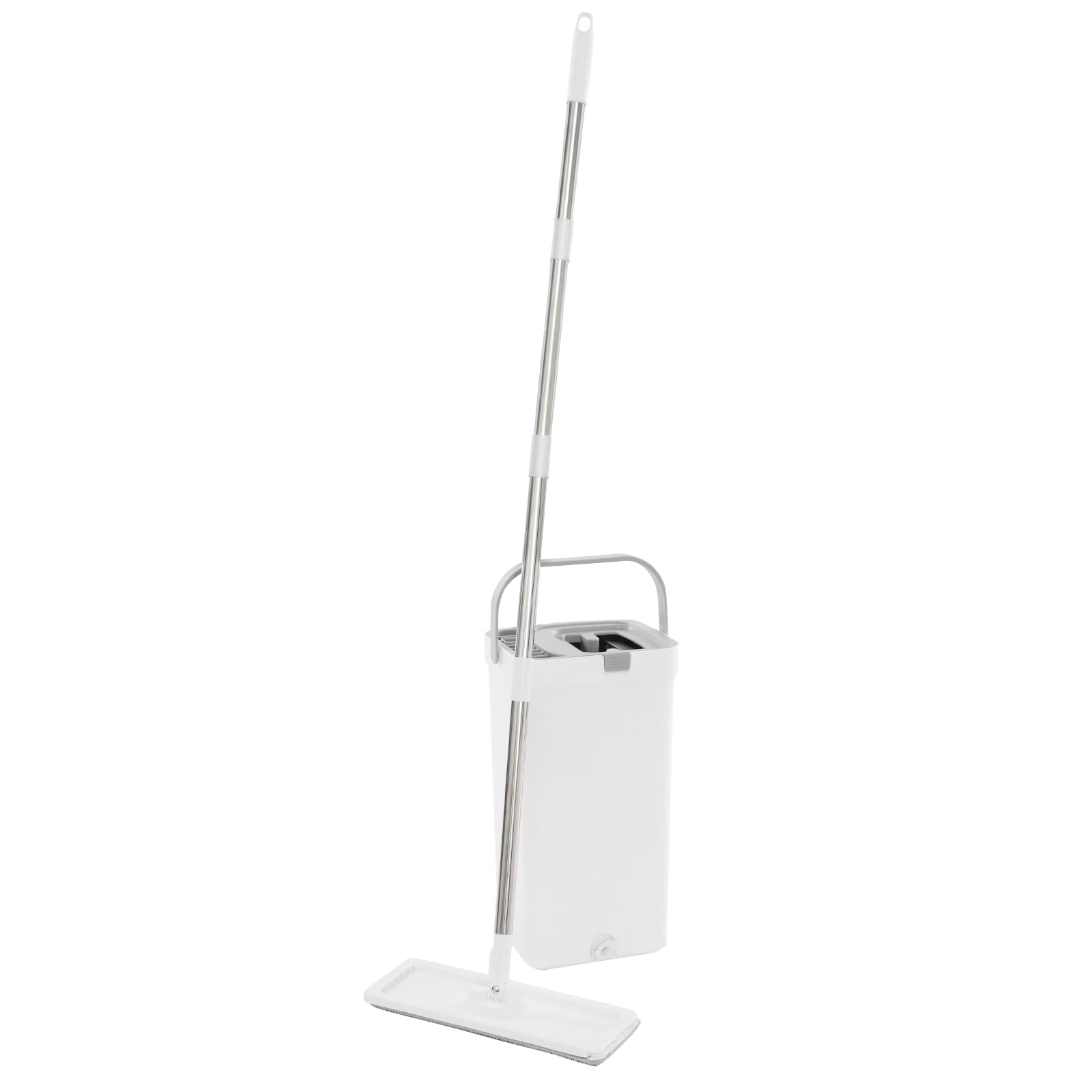 Set mocio con secchio, funzione strizzante, sistema a 2 camere, bianco