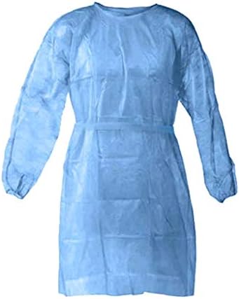 Protective Gowns Disposable 10/25/50 PC, Isolation Gowns Disposable Elastic Wrists, Protective Suit Disposable Anti-Spitting Anti-Oil Stain Blue Gown, Size: Universal - Poilweap (25PC, Blue)