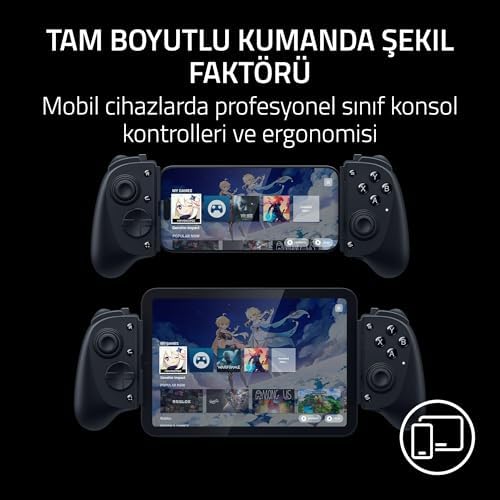 Razer Kishi V3 Pro - iPhone, Android akıllı telefonlar ve tabletler için tam boyutlu mobil kontrol cihazı 8" - USB-C - Kaymayı önleyen analog çubuklar (Sensa HD Haptics, Nexus App) Siyah - Görsel 3