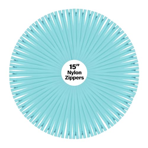 Mandala Crafts 80 PCs Turquoise Closed-End 15 Inch Nylon Zippers for Sewing