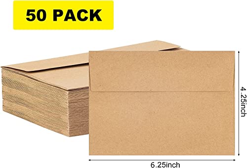 50 Pack Kraft Envelopes 4 x 6 Inch Brown Envelopes,A4 Envelopes, Card Envelopes, Kraft Paper Envelopes, Invitation Envelopes, Postcard Envelopes (Brown)