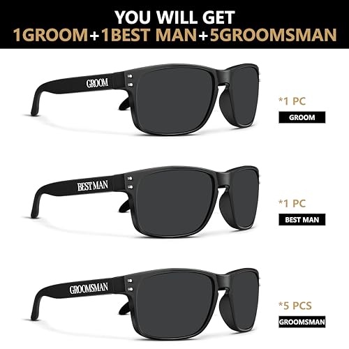 LADY&HOME Bachelor Party 7pcs Wedding Sunglasses for Groom, Best Man, Groomsmen Gifts Wedding Favor3