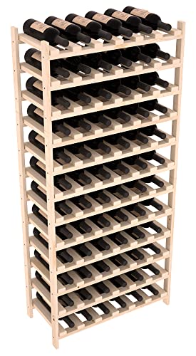 Wine Racks America, 72 Bottle Premium Stackable Wood Wine Rack with Display Top, Easy Assembly, Durable Freestanding Wine Rack or Wall Mounted Wine Rack, Handcrafted in USA, Ponderosa Pine (Unstained)