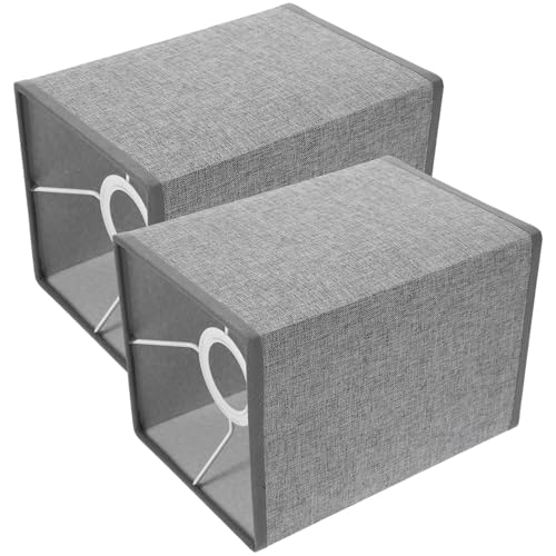 BUGUUYO 2Pcs Modern Linen Lamp Shades Grey Square Detachable Design for Table Light Bedside Wall Light Soft Diffused Lighting Suitable for Bedroom Living Office