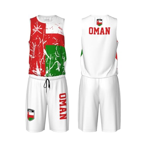 Oman Flag Grain (1) Basketball Jersey Uniform Suit for Men Women Adults Training Athletic Set