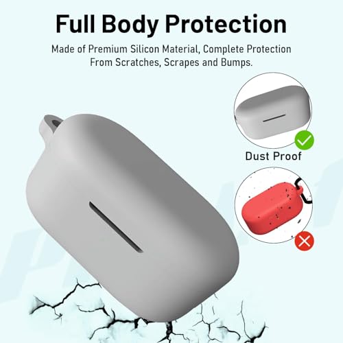 Image of EDNITA Earphone Case Cover Compatible for OnePlus Nord Buds 2r, Soft Silicone Skin Case Cover Shock-Absorbing Protective Case with Keychain - Pack of 1 (Grey)