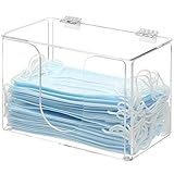 MyGift Premium Clear Acrylic Face Mask Dispenser with Lid, Personal Face Mask Storage Box