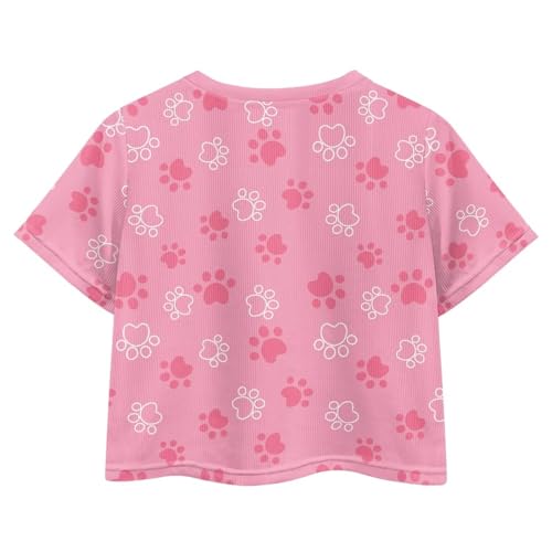 Image of Cute Crop Tops for Girls Short Sleeve Summer T Shirts Fashion Graphic Tees Crew Neck Pullover Tee 5-14 Years