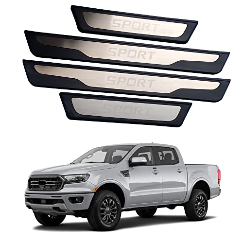 GZBFTDH Car Door Sill Protector Cover, for Ford Ranger 2010-2022 Parts Guard Scuff Plate, Auto Door Entry Guard Kick Panels