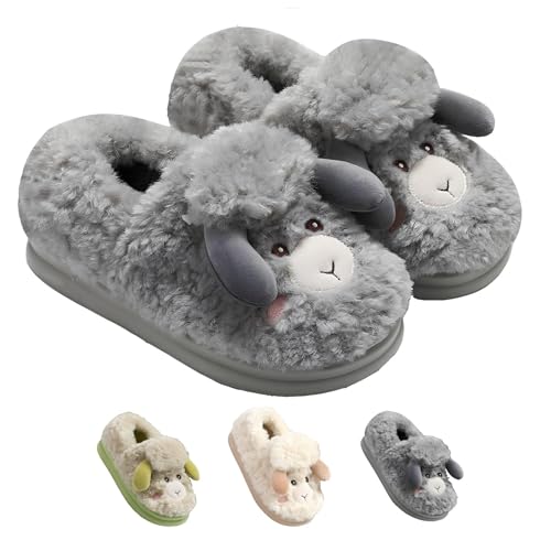 Cute Animal Slippers for Women Men Winter Warm Memory Foam Fuzzy Slippers Comfy Fluffy Slippers Non-slip Plush Slippers Cartoon Sheep Slippers Cotton Home Slippers Indoor Outdoor Shoes