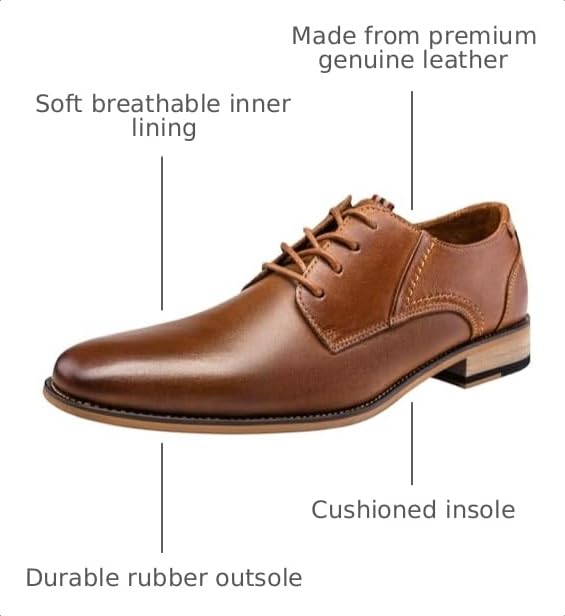 Image of Jousen Men's Dress Shoes Leather Classic Formal Mens Oxfords Retro Derby Oxford