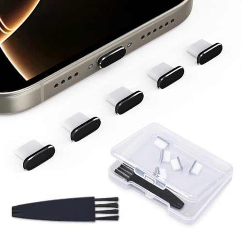 USB C Dust Plug, 5 Pack Type C Anti Dust Plug Cover Charging Port Protector Cap, Compatible with iPhone 17 16 15 Pro Max Plus Samsung Galaxy S25 S24 S23 S22, All USB Type-C Ports