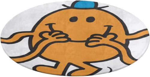 Mr Men And Little Miss 円形 ラグ 洗える 吸水 速乾 滑り止め付 ラグマット カーペット 北欧 軽量 折り畳み チェアマット 防音 耐摩耗性 90cm 春夏秋冬 おしゃれ ラウンド 丸型 ラグ マット オールシーズン フロアマット