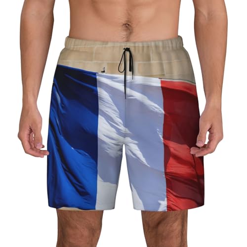 Short de bain respirant et léger homme imprimé drapeau français bleu