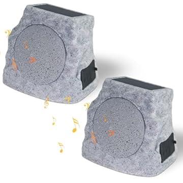 Alto-falantes externos Bluetooth à prova d'água IP44, alto-falantes de rock, energia solar e recarregável por USB, Bluetooth, sistema de separação de gêmeos, conjunto de 7 cores que mudam de luz para