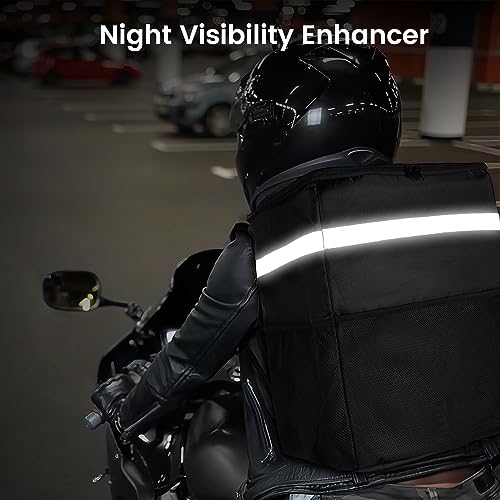 Lebensmittellieferungsrucksack, isolierte Liefertaschen für Lieferräder, große Pizza-Liefertasche für heiß/kalt mit 4 Taschen, reflektierender Streifen für Uber Eat, Camping und Strand (schwarz)