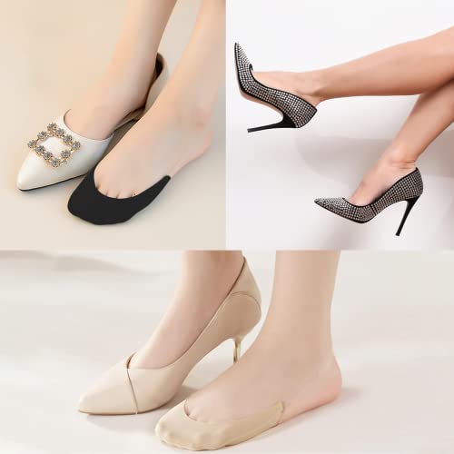 MANZI 6 Pairs Toe Topper Liner Socks for Women Ultra Low Cut No Show Half Socks with Sling Back for Heels Dress Shoes4