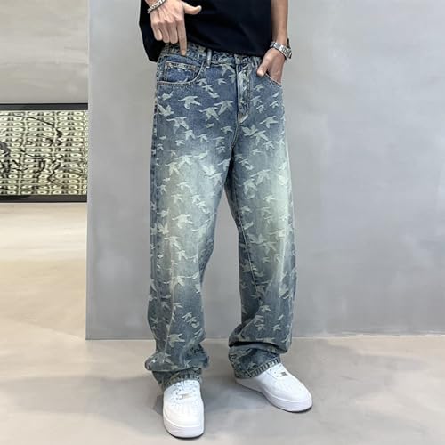Baggy Jeans Men Casual Graphic Washed Denim Pants Men Loose Fit Parachute Streetwear for Skater Jeans2