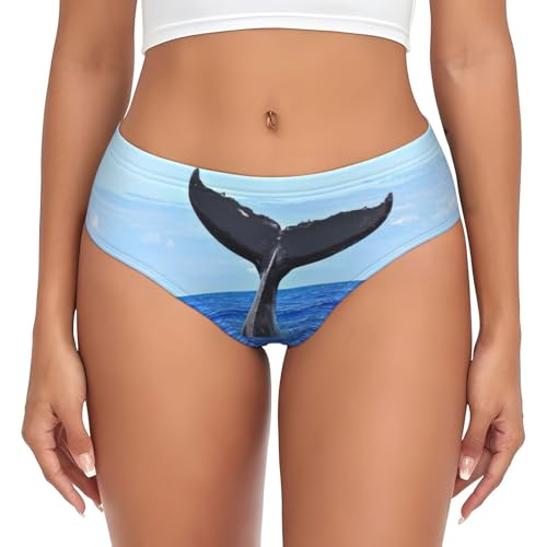 yagDAA Calzoncillos tipo bikini con estampado de cola de ballena para mujer, suaves, elásticos, calzones hipster, Negro, XXL