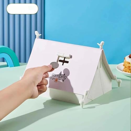Image of Money Saving Bank with Coin Slot / /Creative Cartoon Design Money Bank / /Plastic Piggy Bank for Boys & Girls (Pack of 1) (Tent House - Pink)